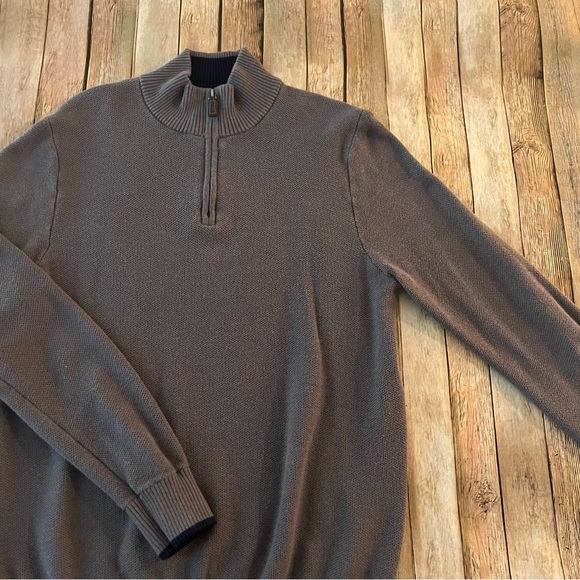 TailorByrd Collection mens long sleeve knit 1/4 quarter zip sweater | size large - Picture 3 of 12